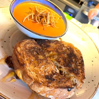 Urban Hot Honey Bacon Grilled Cheese w/Tomato Soup